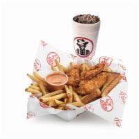 Chick'S Meal · 3 tenders served with Texas toast, a side of your choice, 1 dipping sauce and a drink.
