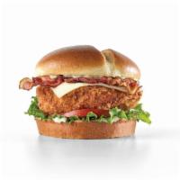 Chicken Club Sandwich · *sandwich only*. Fried chicken breast with crispy bacon, monterey jack cheese, tomato, lettu...