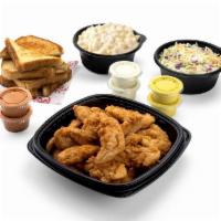 Picnic Pack · 16 Tenders, 2 Large Sides (Choose Mac & Cheese, Coleslaw or Potato Salad), 6 Sauces and 4 Te...