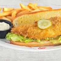 Shoney'S® Fish Sandwich · Whitefish filet, hand-breaded in our homemade bread crumbs. Served on a toasted hoagie with ...