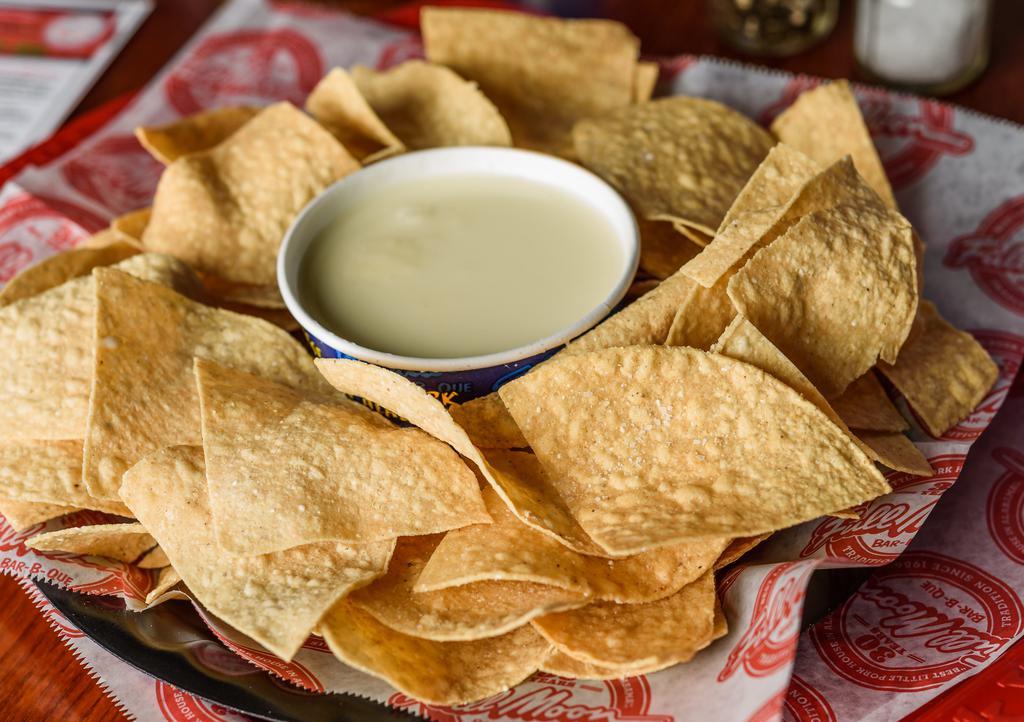 Homemade Chips & Queso · Crisp chips and creamy queso ...simply delicious.