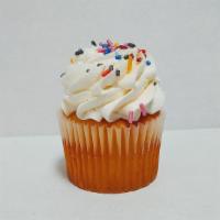 Birthday Cupcake · Traditional vanilla cake with vanilla buttercream & festive sprinkles