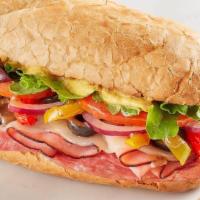 The Italian  · Black Forest ham, salami, provolone, house-roasted multicolored peppers, spring mix, tomato,...