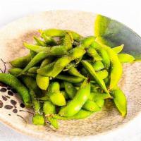 Edamame · Steamed and lightly salted soybean pods.