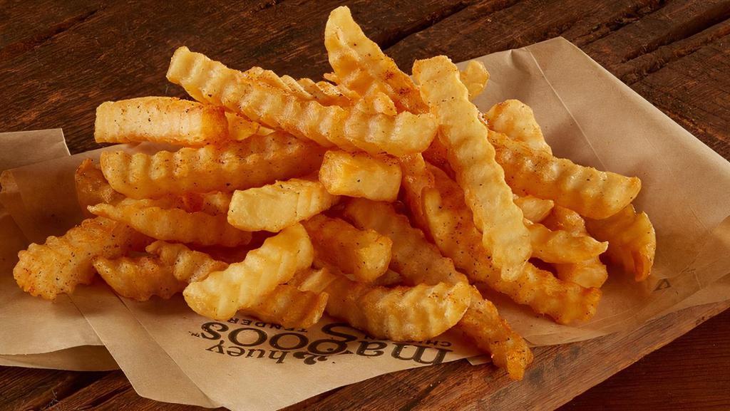 Crinkle-Cut Fries, Regular · Original crinkle cut fries, crisp and golden brown. Lightly seasoned with Magoo's seasoning.