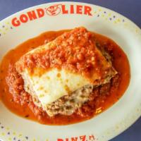 Baked Lasagna · Several layers of tender cooked pasta, sauteed meat and a variety of cheeses baked to perfec...