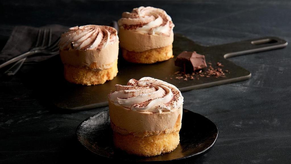 Tiramisu  · Three mini coffee-flavored sponge cakes dusted with cocoa. It’s the perfect ending to your meal.
