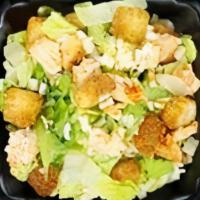 Full Chicken Caesar · Fresh-cut romaine lettuce, topped with slow smoked chicken, aged parmesan cheese, and crouto...