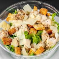 Chicken Caesar Salad · Crisp greens and fresh tomatoes with croutons and caesar dressing.