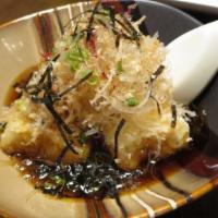 Agidashi Tofu · Lightly fried tofu with tempura sauce.