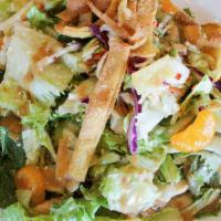 Thai Chicken Salad · Grilled, Thinly Sliced Chilled Chicken, with Mixed Greens, Mandarin Oranges, Sesame Seeds, A...
