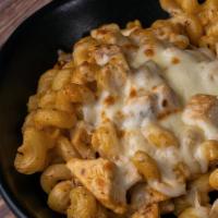 Buffalo Blackened Chicken Mac 'N Cheese · Blackened Chicken Topped with Homemade Buffalo Hot Sauce and Cavatappi Pasta, Tossed in Our ...
