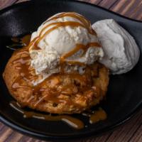 Carmel Apple Cookie Skillet · Warm Caramel Apple Cookie, Vanilla Ice Cream, with Caramel Sauce, Topped with Fresh Homemade...