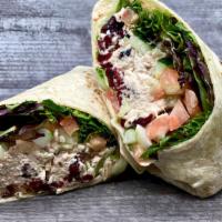 Cranberry Tuna Wrap · All White Tuna Salad, Sun-dried Cranberries, Tomatoes, Cucumbers, and Baby Greens
