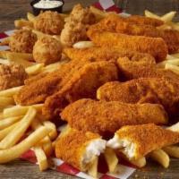 10 Pc Catfish & Fries · A shareable meal- Ten tender, hand-breaded, southern-style catfish fillets served with fries...