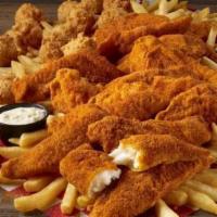 20 Pc Catfish & Fries · Share with Family !Twenty tender, hand-breaded, southern-style catfish fillets served with f...