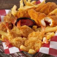 2 Pc Catfish, Butterfly Shrimp & Fries · A delicious sampling of our hand-breaded Catfish & butterfly Shrimp. Two southern-style catf...