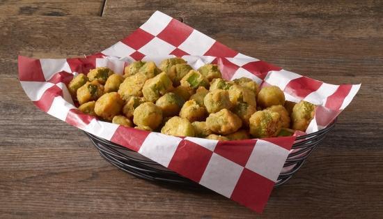 Fried Okra (Large) · Sliced okra in southern-style breading fried to a golden brown.