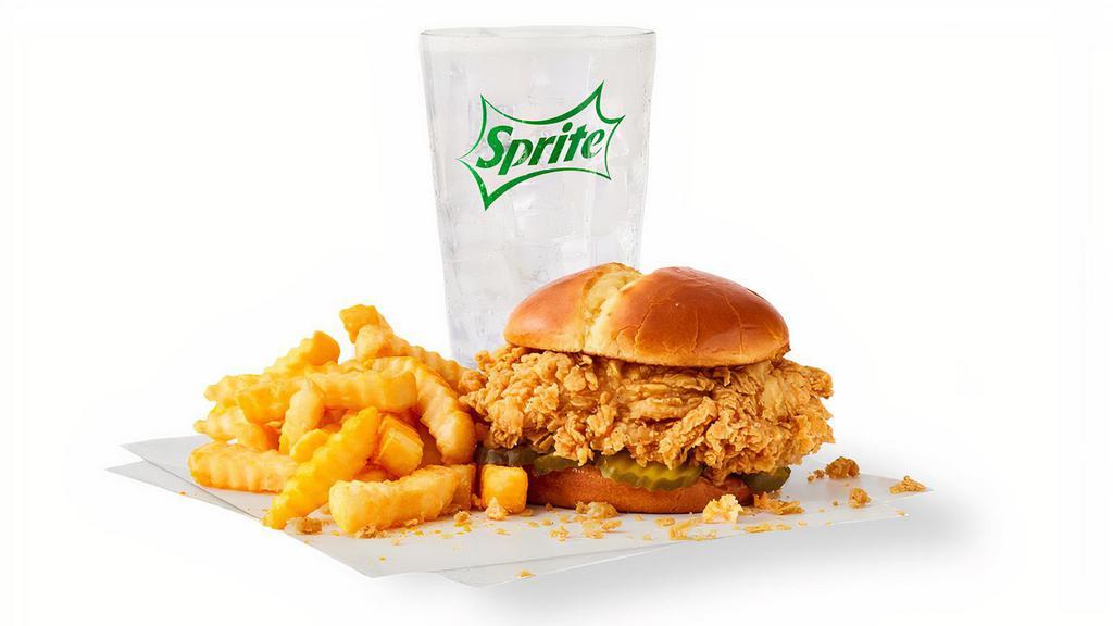 Southern Fried Chicken Sandwich Combo · Southern Fried Chicken Sandwich with pickles. Served with your choice of side and a drink.
