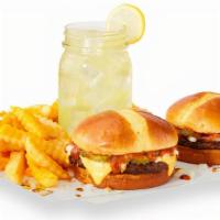 2 Cheeseburgers Combo · Not just one cheeseburger, but two! Both cheeseburgers have a juicy beef patty piled up with...