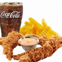 Chicken Fingers Kids Meal · Jack’s fresh, never frozen, hand-battered, and breaded chicken tenders. Served with fries an...