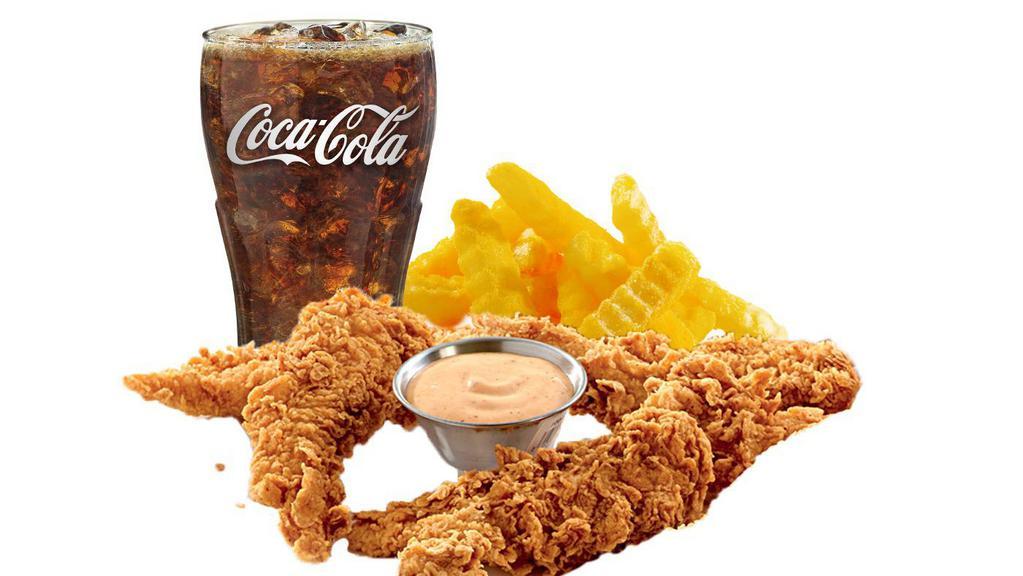 Chicken Fingers Kids Meal · Jack’s fresh, never frozen, hand-battered, and breaded chicken tenders. Served with fries and a drink.