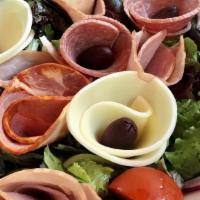 Antipasto Salad · Romaine and arcadian mix with ham, salami, capicola, Provolone, tomatoes, pepperoncini, kala...