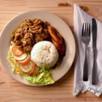 Curry Goat · Seasoned with our special blended curry powder, garlic, spices, and natural herbs simmer to ...