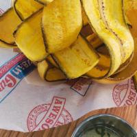 Plantain Chips · Perfect House Made Plantain Chips, Lightly Salted.
