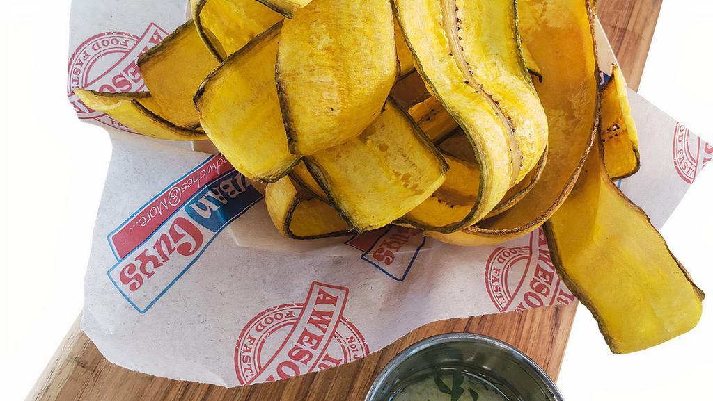 Plantain Chips · Perfect House Made Plantain Chips, Lightly Salted.