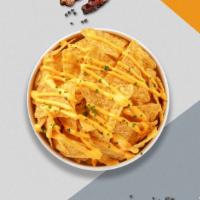 Nifty Nachos · Salted tortilla chips doused in melted cheese and your choice of toppings!