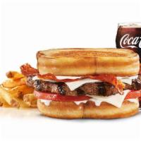 Frisco Angus Burger Combo · Charbroiled Third Pound 100% black angus beef patty, crispy bacon, melted Swiss cheese, toma...