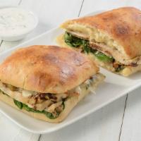 Chicken Tapenade · Chicken, Spinach, Swiss, Olive Tapenade, served with Tzatziki on the side.
