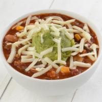 Chili Cado · Vegan, gluten free. Protein powerhouse: red organic quinoa topped with our vegetarian chili,...
