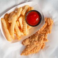 Chicken Tenders · 3 pieces. Golden fried, served with sauce.