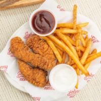 Chicken Tenders · Lightly breaded, crispy chicken tenders with choice of BBQ, housemade ranch or honey mustard...