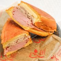 Media Noche · Ham, swiss, cuban pork, on Media Noche Bread (Semi-sweet)