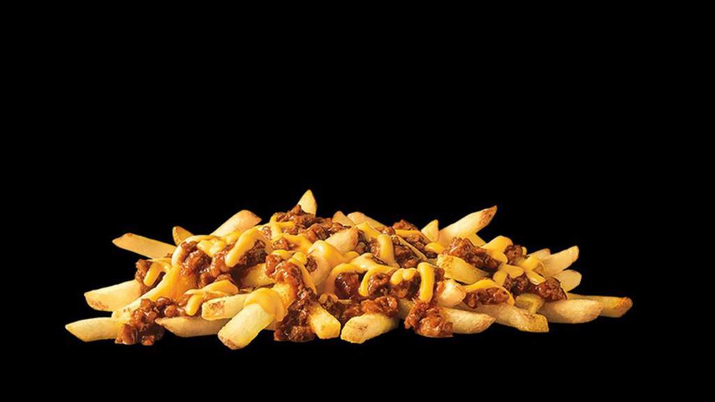 Chili Cheese Natural-Cut Fries · Crispy, golden brown sticks of potato goodness. Get 'em with your combo or on their own smothered with warm chili and cheese. But who are we to tell you how to eat?