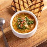 Green Chile Chicken Soup · shredded in-house smoked chicken · New Mexico green chiles · onions · roasted corn · pico de...