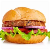 Black Bean Burger · Southwestern vegetarian black bean patty with your choice of cheese: American, Swiss, Chedda...