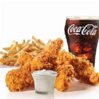 3 Piece - Hand-Breaded Chicken Tenders™ Combo · Premium, all-white meat chicken, hand dipped in buttermilk, lightly breaded and fried to a g...
