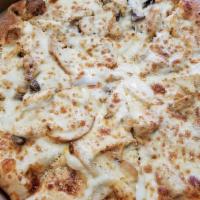 Buffalo Chicken Pizza (Half & Half 10In Small) · Grilled chicken, mozzarella, and mild Buffalo sauce. Served with ranch.