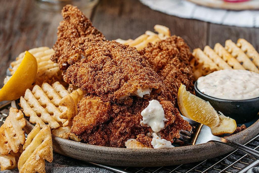 Southern Fried Fish · Fish fillets, covered in a cornmeal breading and served with tartar sauce.