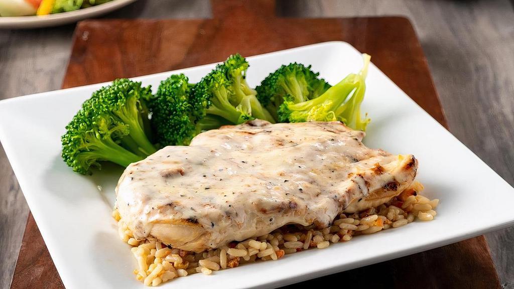 Logan'S Wood-Grilled Chicken · All-natural, mesquite-grilled chicken breast smothered with our Parmesan Peppercorn dressing & served over Roadhouse Rice.