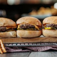 Original Roadies® · Three mini steakhouse burgers topped with American cheese and pickles on our signature yeast...