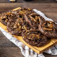 Party Pack Chopped Steak · Smothered with brown gravy, Brewski Onions® and sautéed mushrooms.