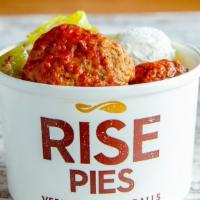 Vernon'S Meatballs · Three meatballs in a cup with ricotta cheese and house marinated hot Hungarian peppers.