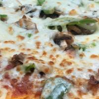 Deluxe · Pepperoni, beef, ham, sausage, mushrooms, onions and green peppers.