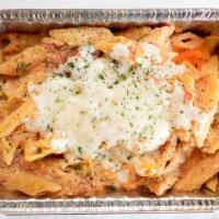 Baked Ziti · Ziti noodles combined with ricotta cheese and marinara sauce and topped with Mozzarella chee...
