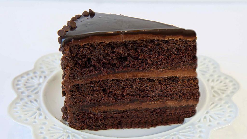Layer (3) Chocolate Cake · Three incredibly rich and moist layers of chocolate cake topped with a creamy chocolate frosting.